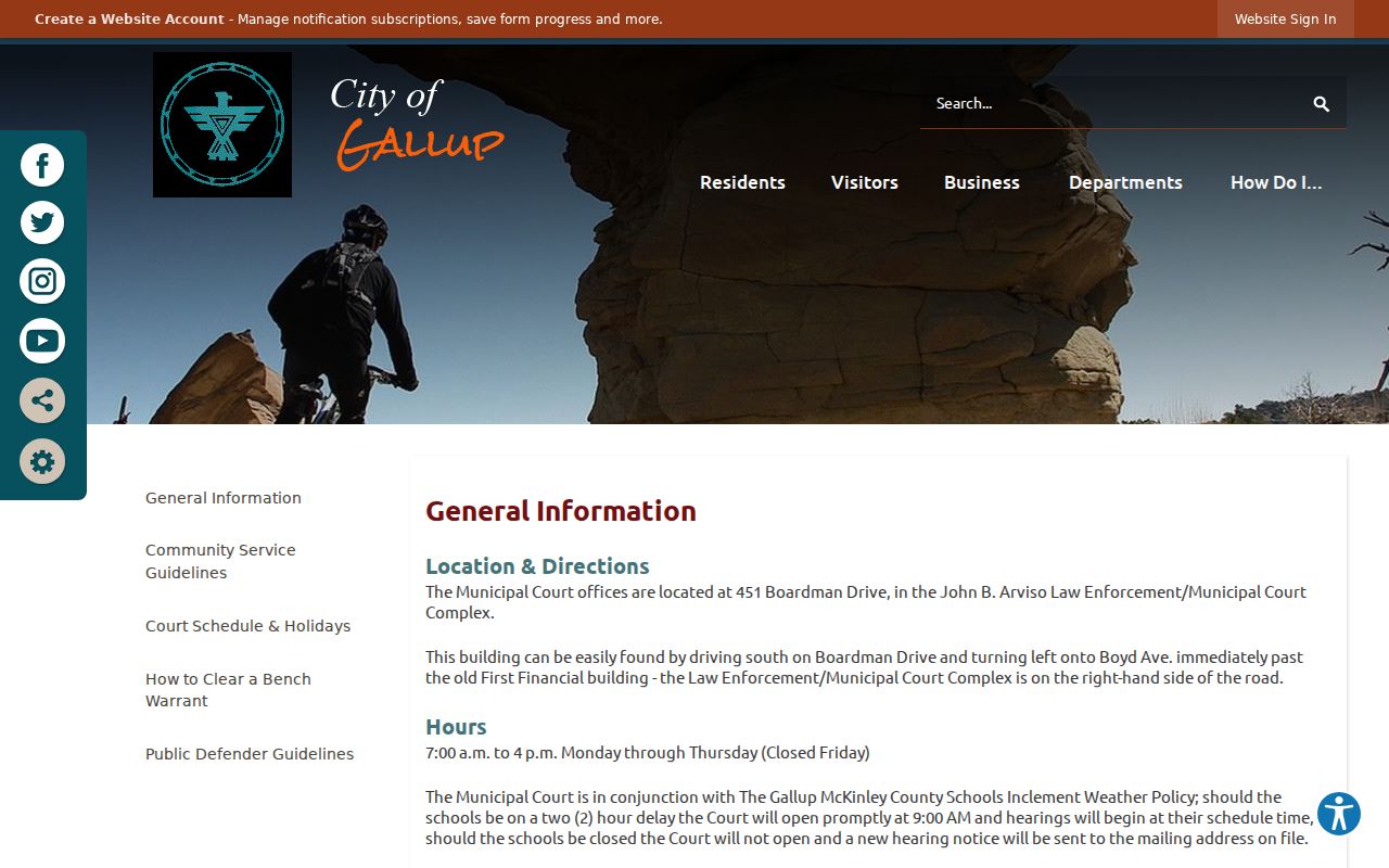 Gallup Municipal Court general information and public record access page