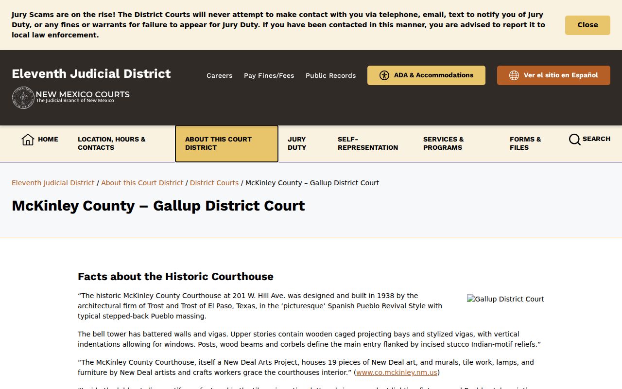 McKinley County criminal court case records at Gallup District Court