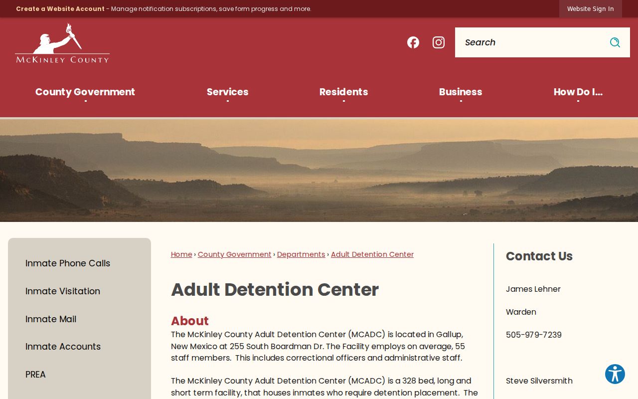 McKinley County criminal booking records at the adult detention center