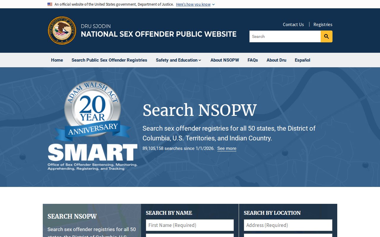 McKinley County sex offender lookup through the national registry
